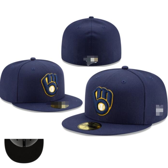 Brewers Baseball Team Full Closed Caps World Series Summer SOX LA NY letter gorras bones Men Women Casual Outdoor Sport Flat Fitted Hats Chapeau Cap casquett a