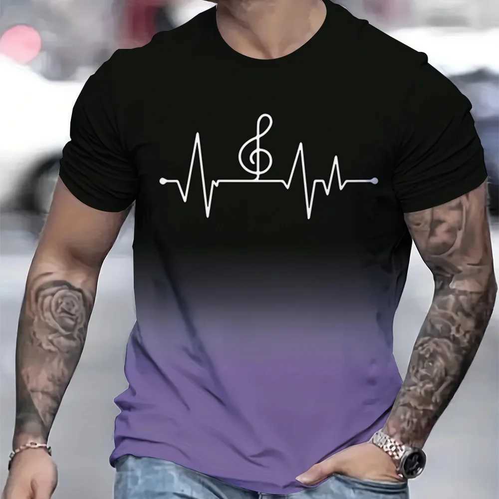 Casual Mens T-Shirt Summer Gym Short Sleeved T-Shirt 3D Ripple Pattern Printed T-Shirts Oversized Men Clothing Tops Outdoor NewXJ250117