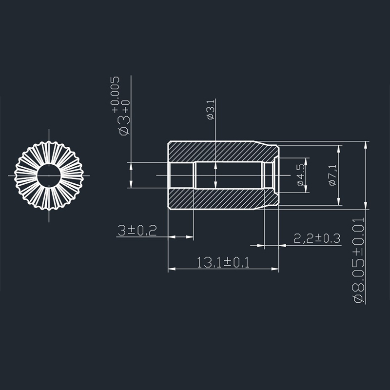 Hollow oil bearing with inner diameter of 3 and outer diameter of 8, powder metallurgy process for hollow bearings