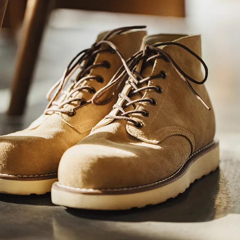 Maden Mens 9111 Tool Ankle Boots Autumn and Winter Cowhide Outdoor Desert Boots Retro Classic Lace Upper Casual Shoes 241024