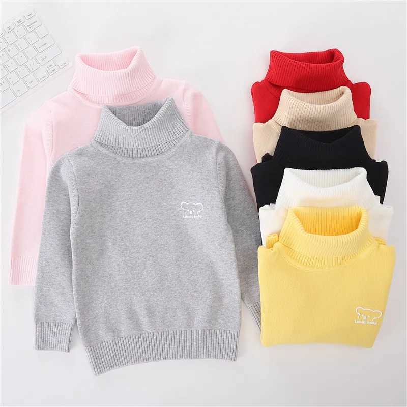 Autumn childrens knitted sweater pure cotton turtle neck underwear suitable for boys aged 1-12 W241025