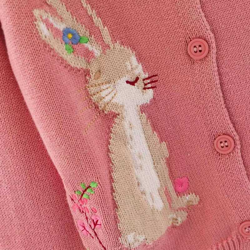 Cute pink rabbit sweater with small chicken cotton sweater autumn childrens clothing W241025