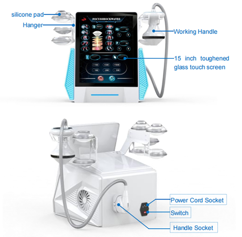 Extracorporeal Focused Shockwave Therapy Machine ESWT Shockwave pain relief Physiotherapy Device
