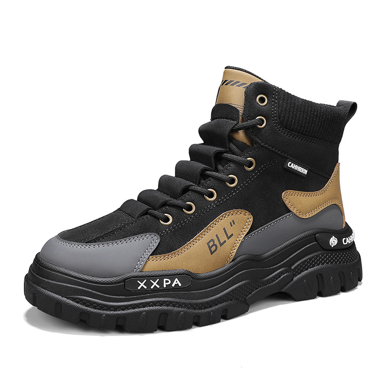 Men's & Women's Workwear Locomotive Snow Boots: Stylish Winter Cotton Fur Boots in Black 6880