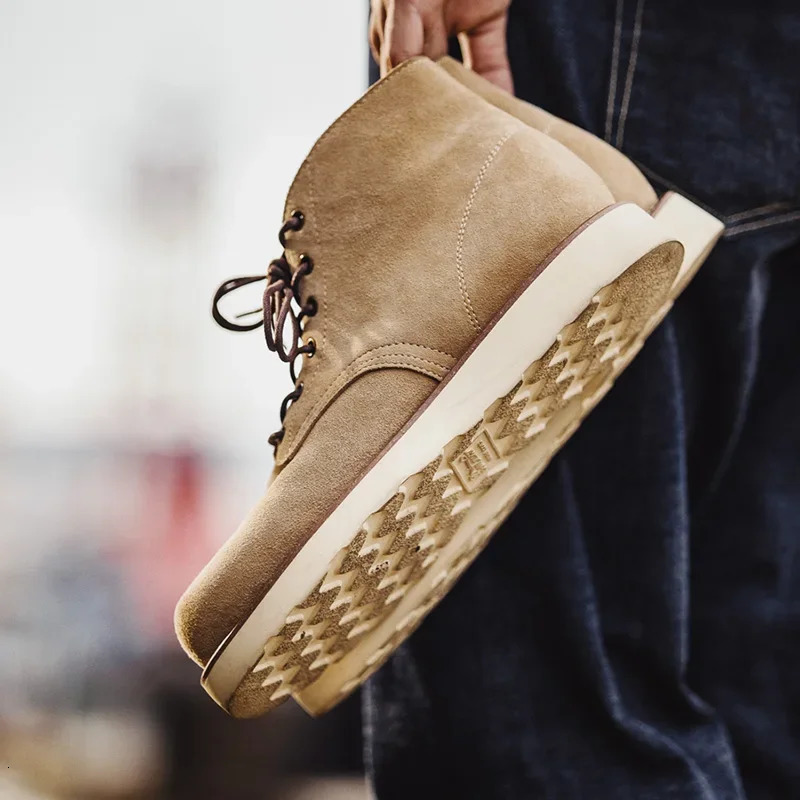 Maden Mens 9111 Tool Ankle Boots Autumn and Winter Cowhide Outdoor Desert Boots Retro Classic Lace Upper Casual Shoes 241024