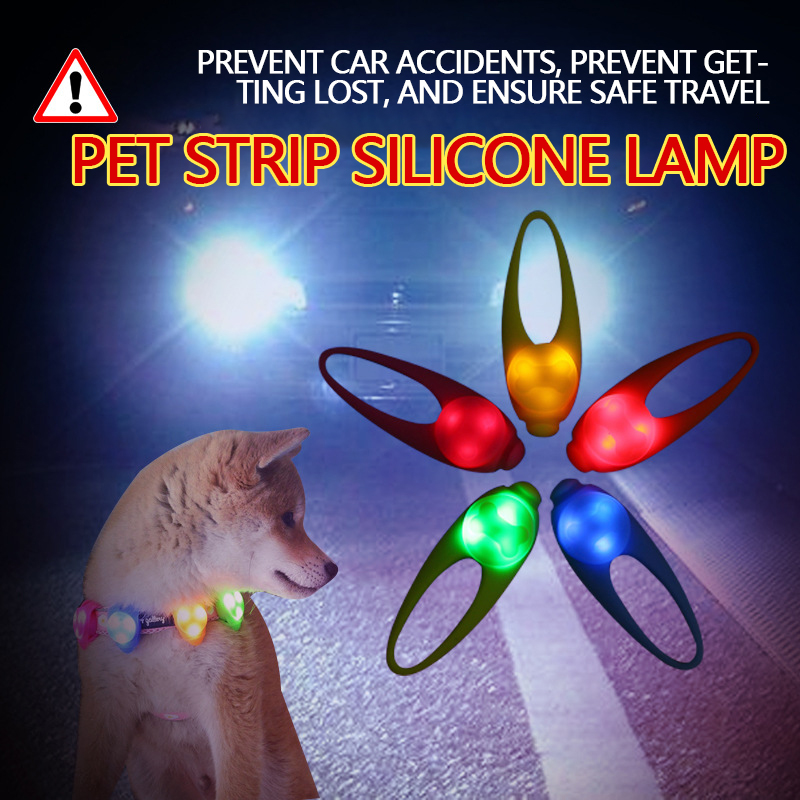 Night Walking Dog Lights Anti-collision LED Dog Luminescent Pendant Teddy Anti Lost Luminescent Collar Dog Tag Silicone Necklace