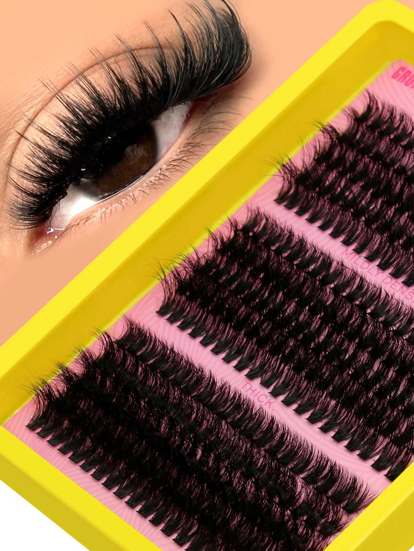 Groinneya eyelash cluster 5D fluffy thick eyelash cluster D curly Wispy personal eyelash blend eyelash extension eyelash makeupW241024