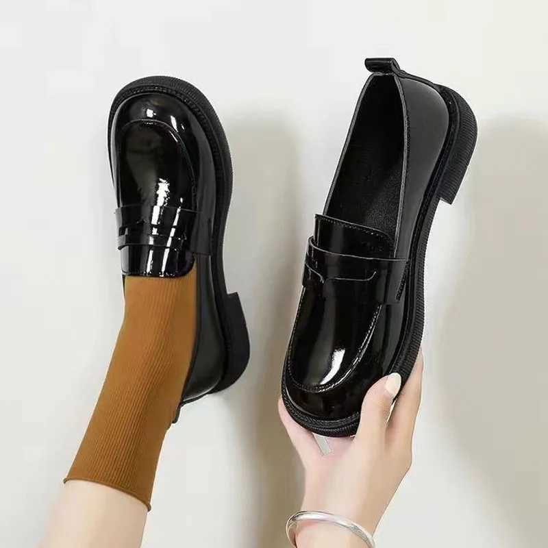 High Quality New Womens Leather Shoes UK Square Toe Low Foot Mat Daily Sliding Casual Shoes Academy Style JK Shoes Lolita Pump T241024