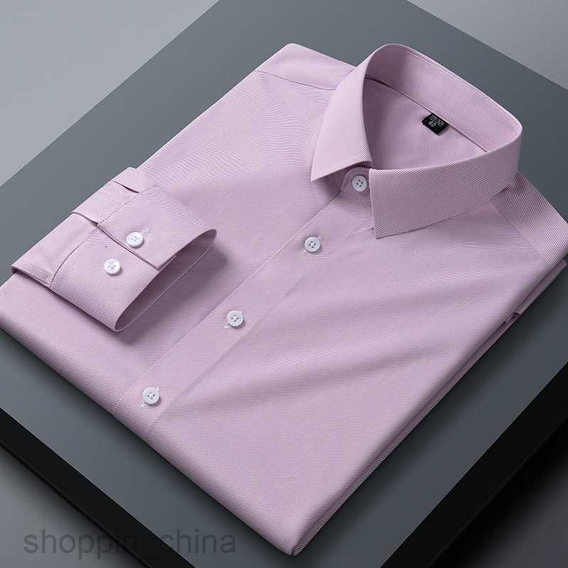 Men's Casual Shirts Bamboo Fiber Micro Elastic Shirt, Anti Wrinkle Long Sleeve Shirt for Middle and No Trace, No Ironing, Casual Men's Shirt