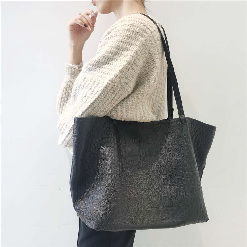 Genuine Leather Women Handbags 2024 Fashion Commuter Shoulder Bag Large Capacity Crocodile Pattern Portable Tote Bags