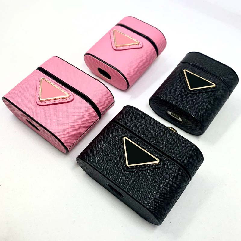 Fashion Designer Square Metal Letter AirPod Case 1/2 High Quality Earphone Cover Pro2 Generation Apple Wireless Bluetooth Earphone Leather