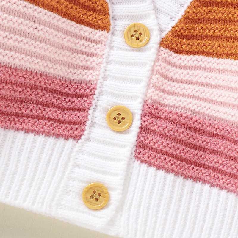 Cute baby girl sweater cardigan wool sweater winter V-neck long sleeved knitted newborn baby button jacket and Coats 1-3Y knitted top W241025