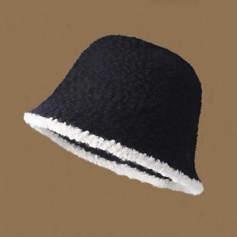 Winter Bucket Hat Breathable Colorblock Womens Hip Hop Cap Men Wool Foldable Bob Fisherman Hat Outdoor Travel Gorros PanamaX241025