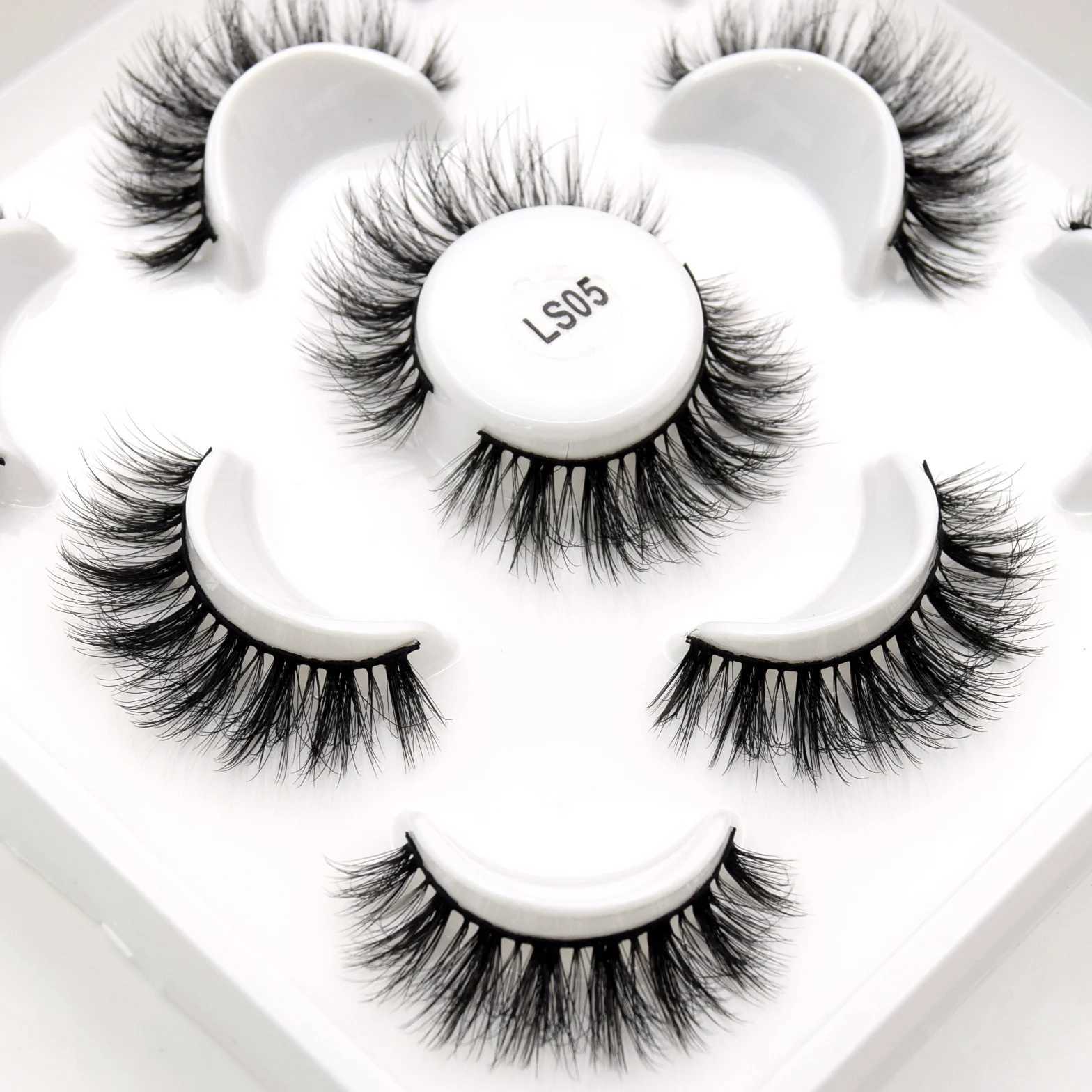 Visofree 5 pairs of natural false eyelashes long makeup mink eyelashes extended mink eyelashes beauty mink eyelashesW241024