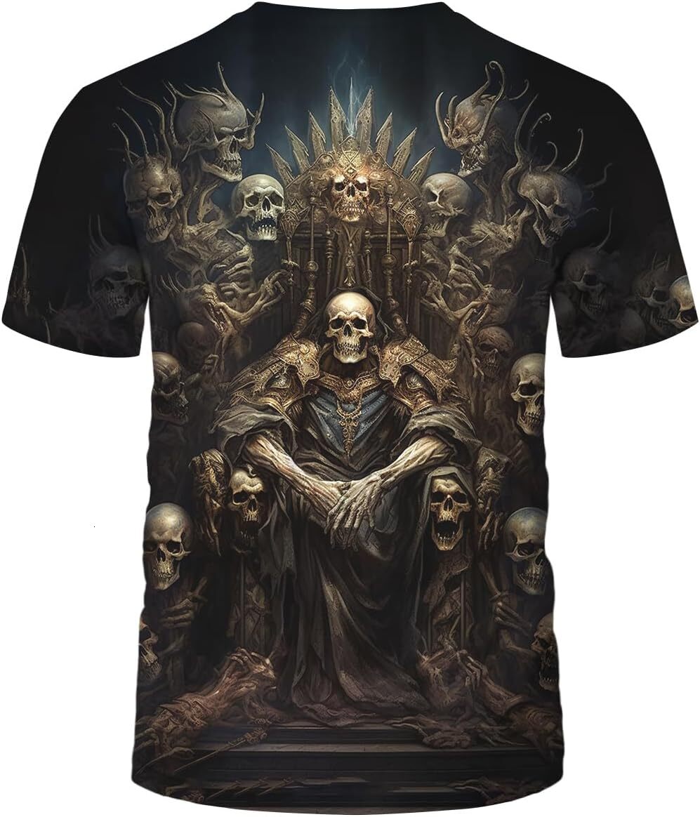 Mens T shirt Dark Skull Shirt Gothic Skeleton King Cool Graphic Short Sleeve Tee tee Casual tops summer clothes Hip hop trend