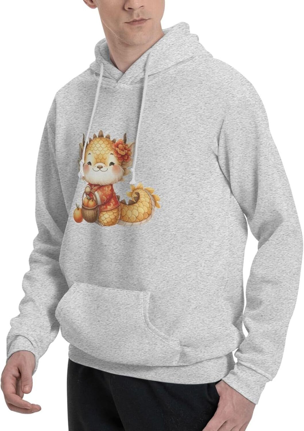 Hoodie for Mens Womens Funny Cartoon Chinese Dragon Print Hoodie Animals Lovers Pullover Hoodies Sweatshirt Clothing Graphic lucky