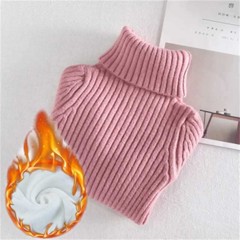 Childrens apron sweater autumn and winter childrens turtle collar knitted zipper baby cotton top pure cotton warm shirt W241025