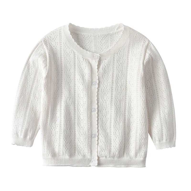Spring and autumn newborn baby girl pure cotton sweater cardigan wool sweater hollow knitted thin jacket W241025