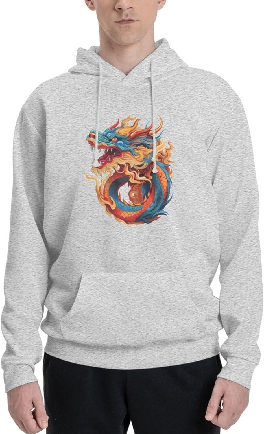 Hoodie for Mens Womens Funny Cartoon Chinese Dragon Print Hoodie for Men Animals Clothing Graphic Hoodies sweatshirt Pullover Long Sleeve
