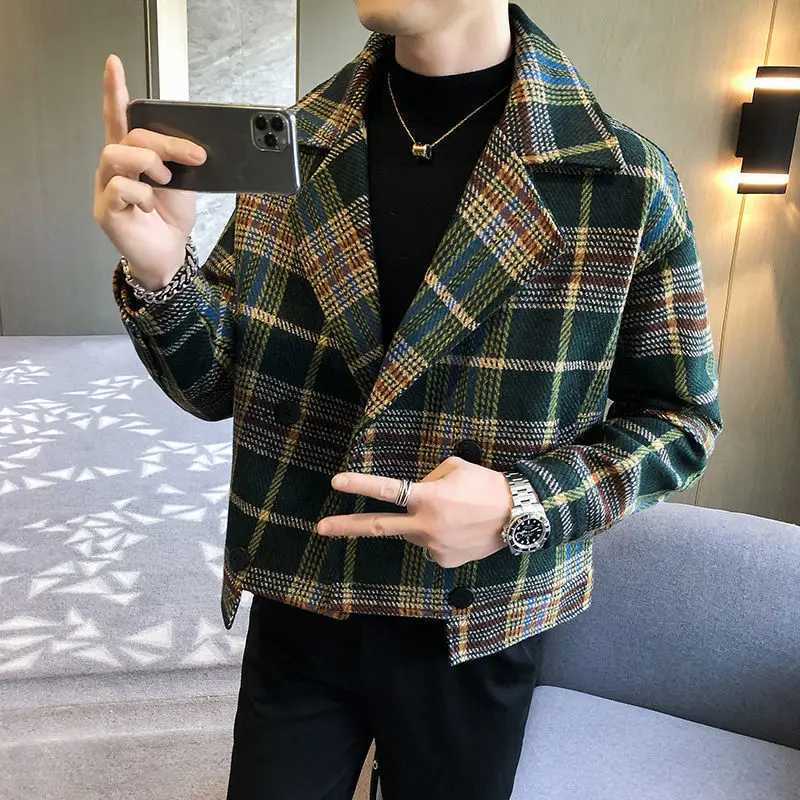 Mens wool and blend jacket roller coaster winter sales mens windproof jacket plain weave retro Harajuku trade high-quality clown Y2k W241024