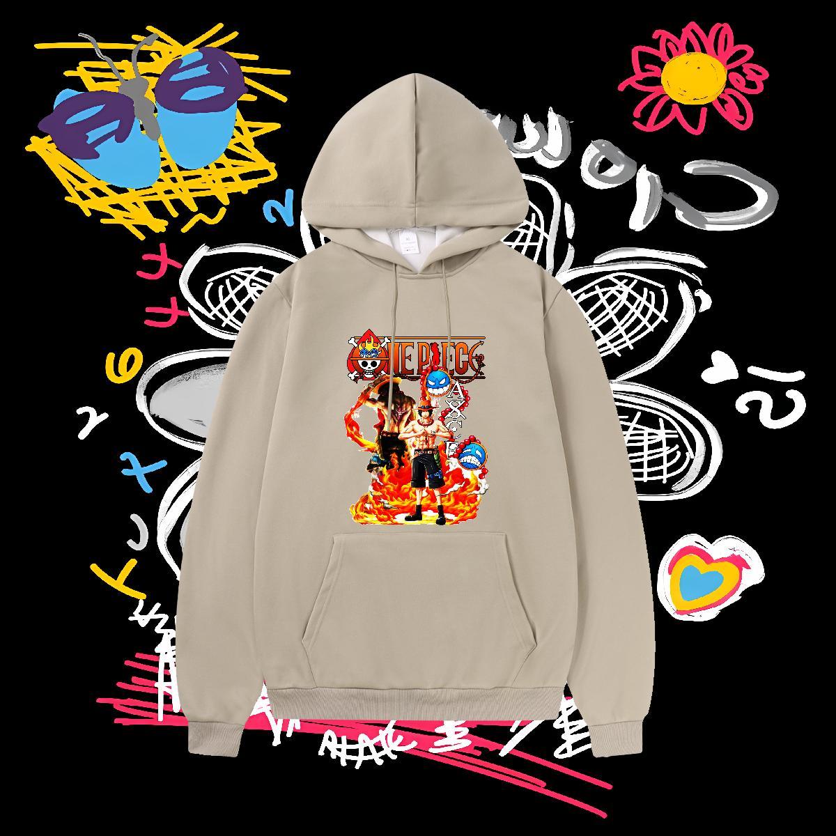 Brand Men's Hooded Sweatshirt Breathable Drawstring Loose Mens Hoodie Anime Print Top Hoodie Daily Outfit Velvet Thick