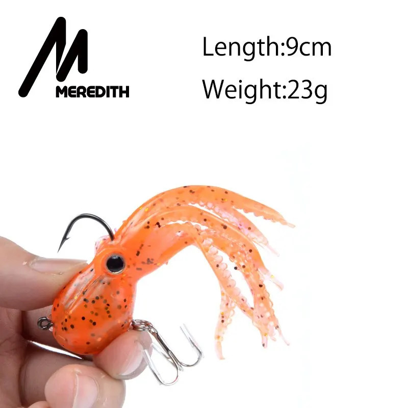MEREDITH Builtin Counterweight Fishing Lure 23g 9cm Long Tail Soft Octopus Artificial Silicone Bait 241024