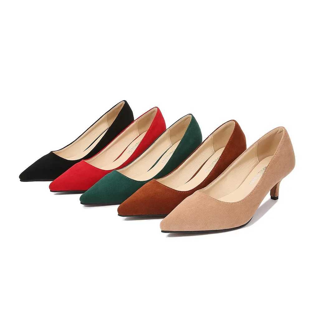 High Quality Classic high heels for women Pointed light and smooth single shoes Fi oversized shoes autumn womens slim high heels work shoes 35-45 T241
