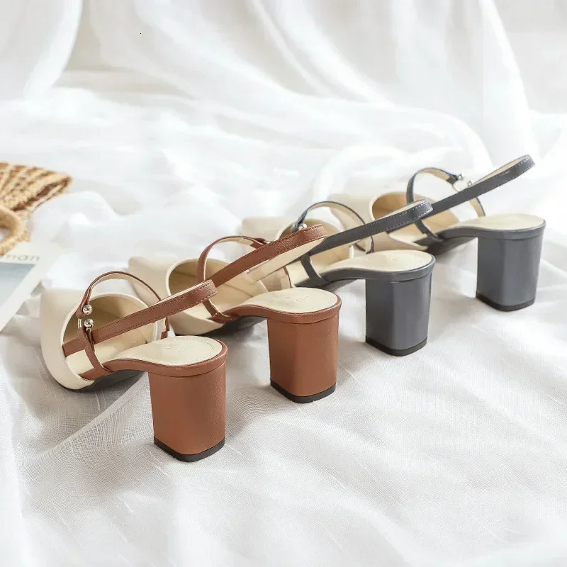 Pump shoes for summer elegant and bulky high toe solid womens shoes womens sandals Zapatillas Mujer 2024 241024