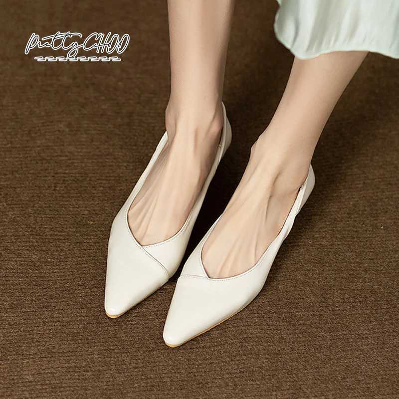 High Quality Brand Design Hollow Folding Heel Womens Soft Leather Dot Toe Dress Shoes Womens Comfortable Office Zapatos Blue T241024