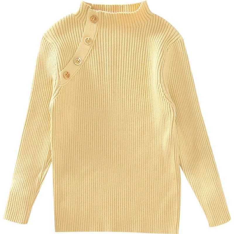 2022 Fashion Spring Girls Sweater Knitted Pulling Top Turtlrneck Girls Sweater 2-14 Years Old Childrens Clothing Warm Childrens Sweater W241025
