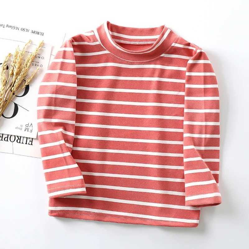 Autumn winter baby clothing childrens clothing plush warm latte art childrens stripes turtle neck underwear long sleeved sweaters W241025
