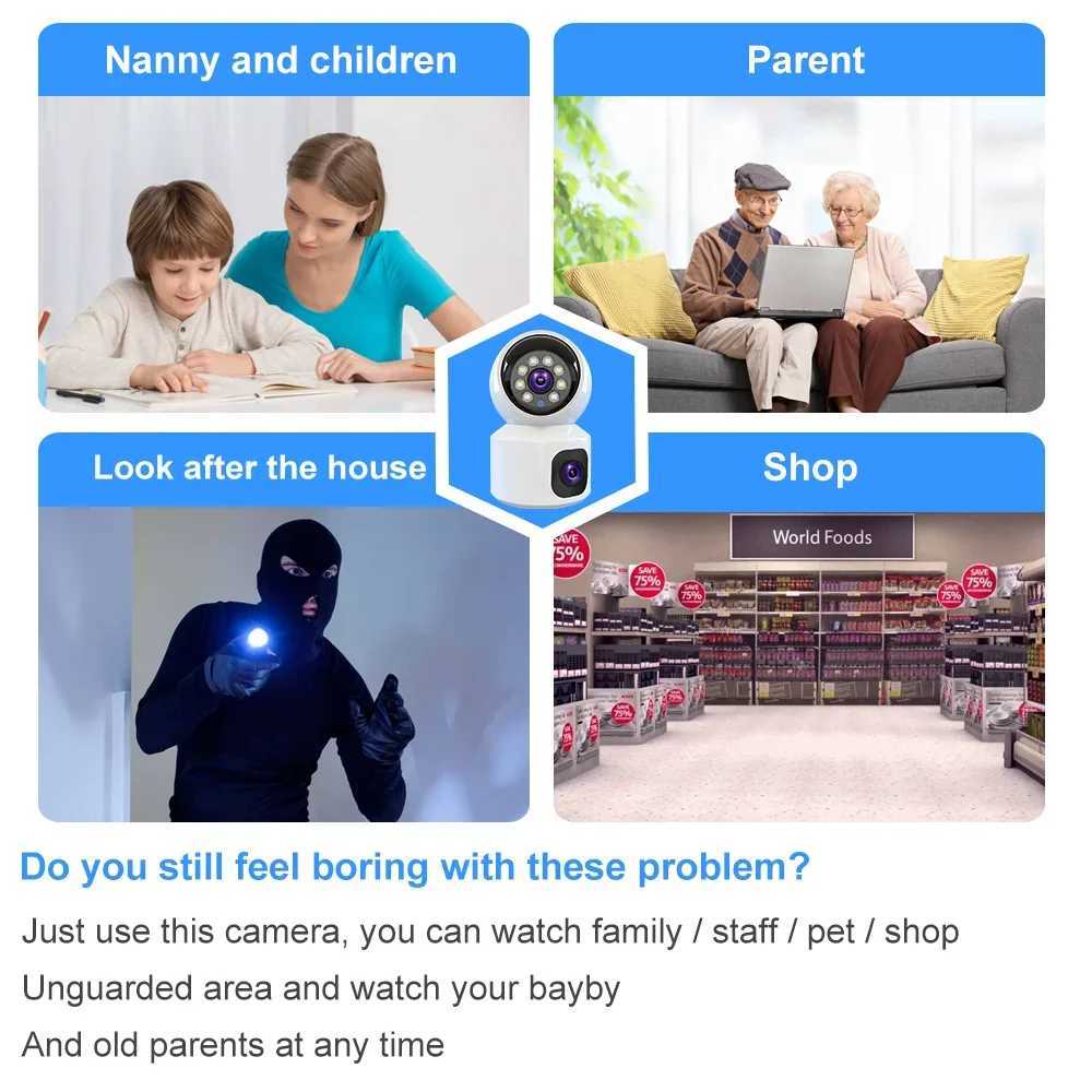 8MP 4K WIFI Camera He Security Indoor Surveillance Camera Baby Pet Monitor Auto Tracking Two-way Au Wireless PTZ IP Camera Z241230