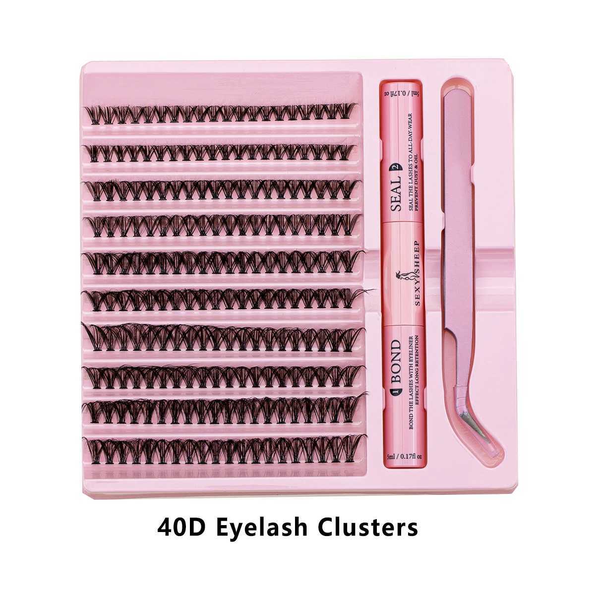 Personal eyelash extension cluster full volume natural appearance 9-16MM DIY false eyelash mink with adhesive and sealing tweezerW241024