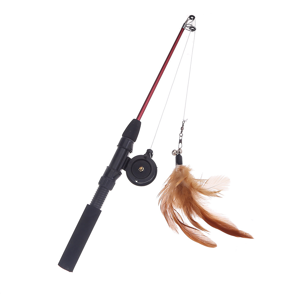 Feather Replacement Teaser Wholesale Pet Toys Fishing Reel Wheel Cat Interactive Training Telescopic Pole Cross Border Fishing Rods