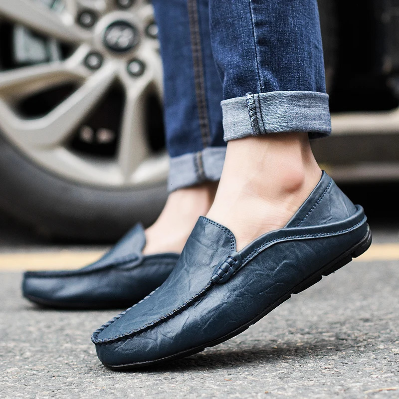 Summer Fashion Mens Loafers Italian Leisure Mens Shoes Real Leather Moccasins Lightweight Breathable Slippers 241024