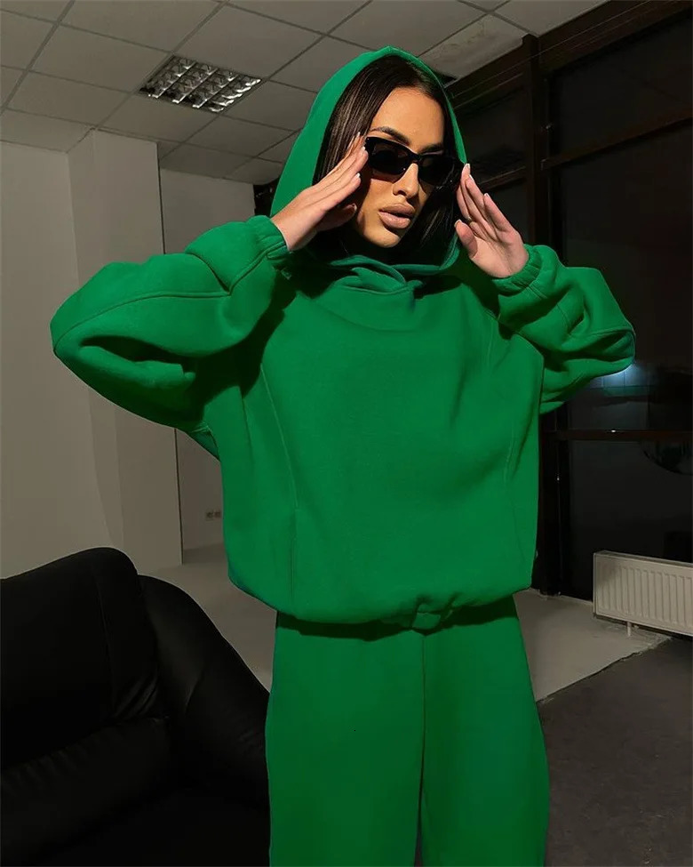 Spring/Winter Loose Hoodie Set Sports and Leisure Thickened Set Two Piece Set Womens Two Piece Set 241024