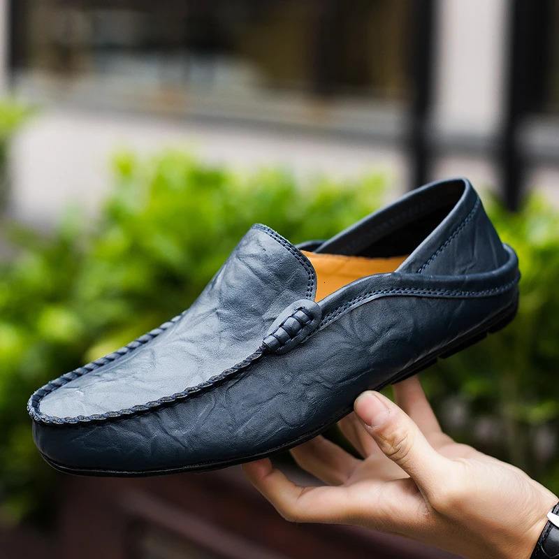 Summer Fashion Mens Loafers Italian Leisure Mens Shoes Real Leather Moccasins Lightweight Breathable Slippers 241024