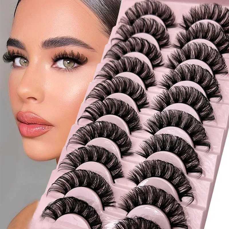 Russian striped eyelashes 10 pairs of fluffy mink eyelashes 3D fake eyelashes Russian curly fake eyelashes gift makeupW241024