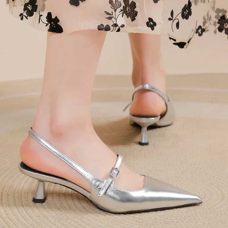 High Quality Summer low sandals womens leather set beige womens shoes high heels black comfortable new slim high heels T241024