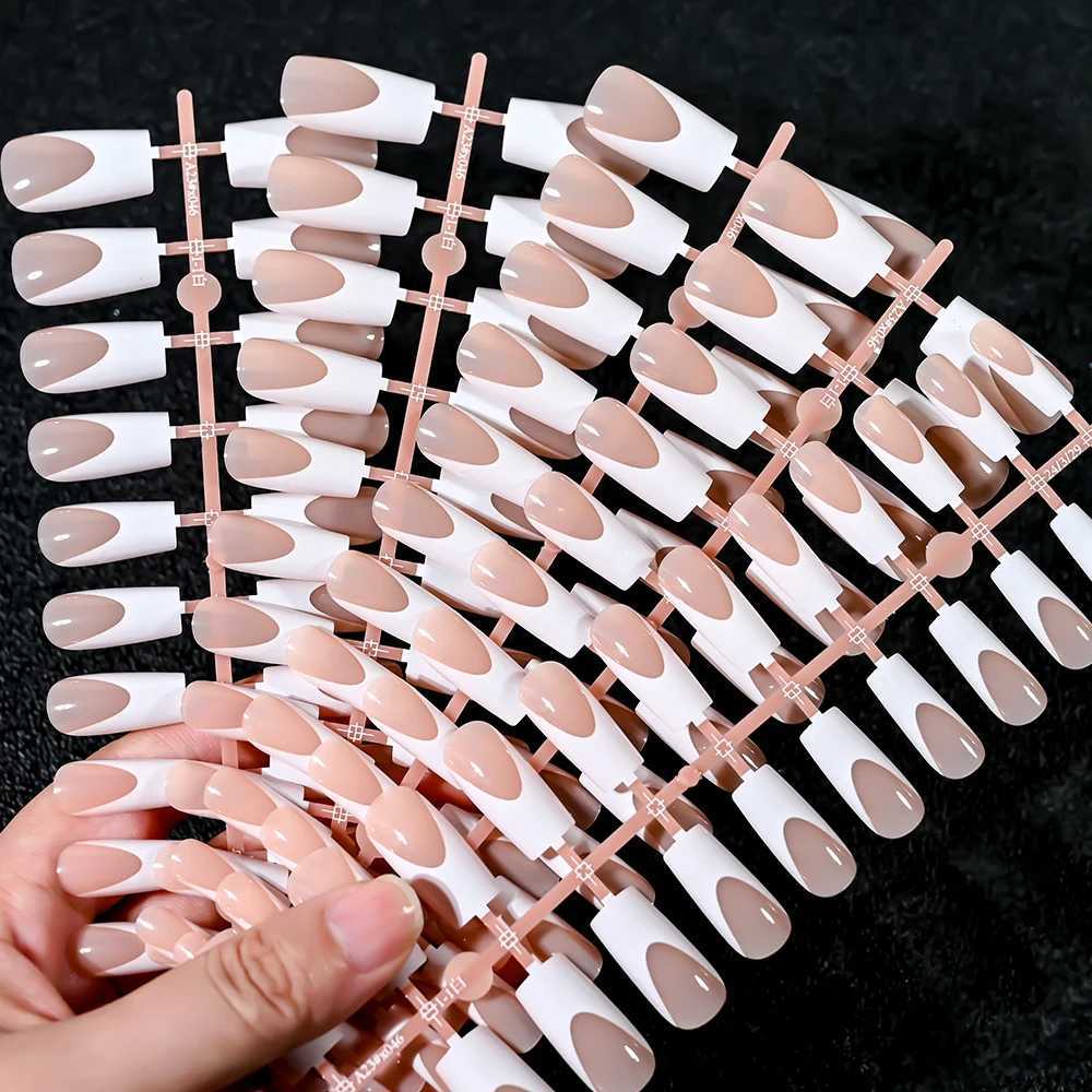120pcs Acrylic French False Nails Square Almond Coffin Fake Nail Tips for Women Full Cover Removable Mixed Size Press On NailsXJ241128