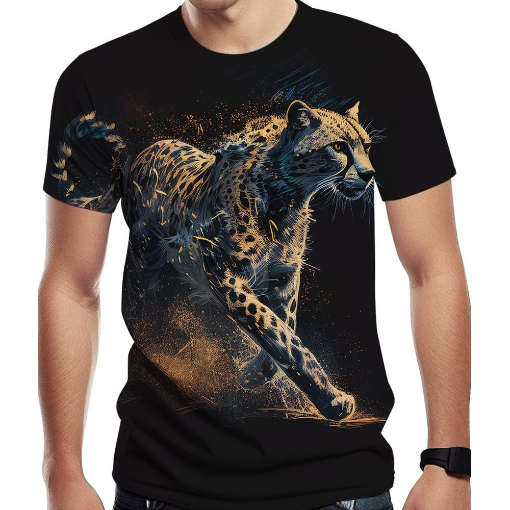 Mens T shirt Men's Leopard Graphic Print Short Sleeve Novelty Cool T-Shirt tee Casual tops summer clothes Hip hop trend