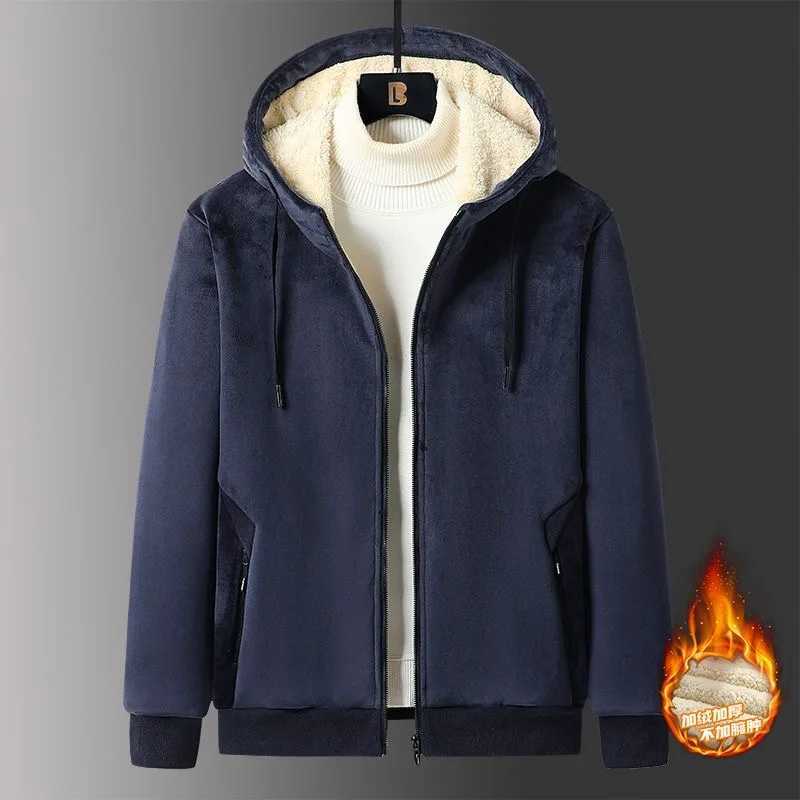 2024 Autumn/Winter New Solid Color Cashmere Hoodie Mens Casual Loose Thick High Waist Large Size Coat L-8XL W241024