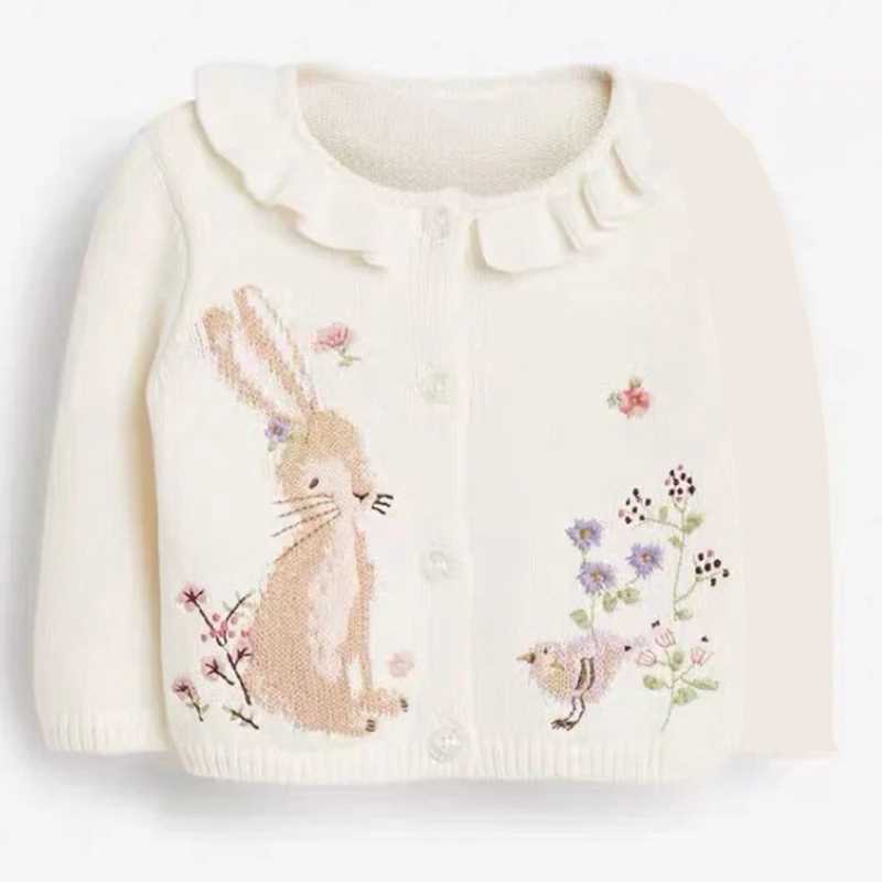 Cute pink rabbit sweater with small chicken cotton sweater autumn childrens clothing W241025