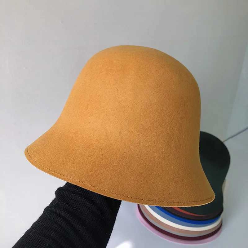 Top-grade pure wool fisherman hat women autumn winter fashion all-match pure color small brim basin hat top hat fashion hatX241025