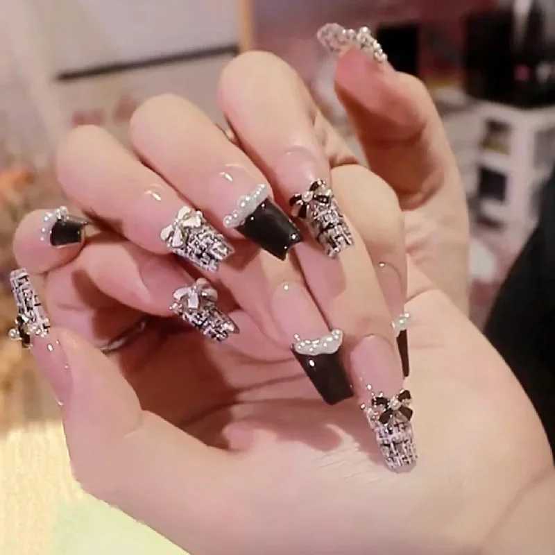 24pcs French Fake Nails Mid Length Version Press Stick On False with Designs Full Cover Artificial Pink Wearable Clear Jelly GelXJ241025