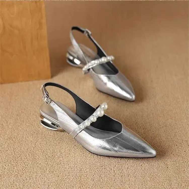 High Quality Temperature French Sandals Womens Summer New Thick Heel Square Head Rhine Summer Treasure Head Sier Mary Jane Shoes T241024