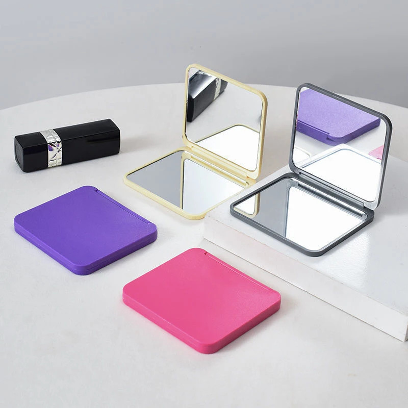 2Face Makeup Mirror Square Portable Cute GirlS Gift Hand Mini Pocket DoubleSided Compact Multiple Colors 241024