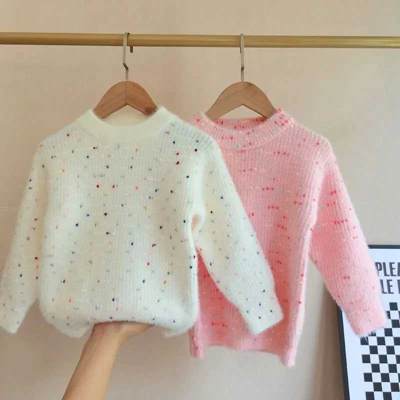 Childrens plush sweater autumn and winter cashmere warm clothing for young children and girls childrens Korean version long top baby jacket W241025