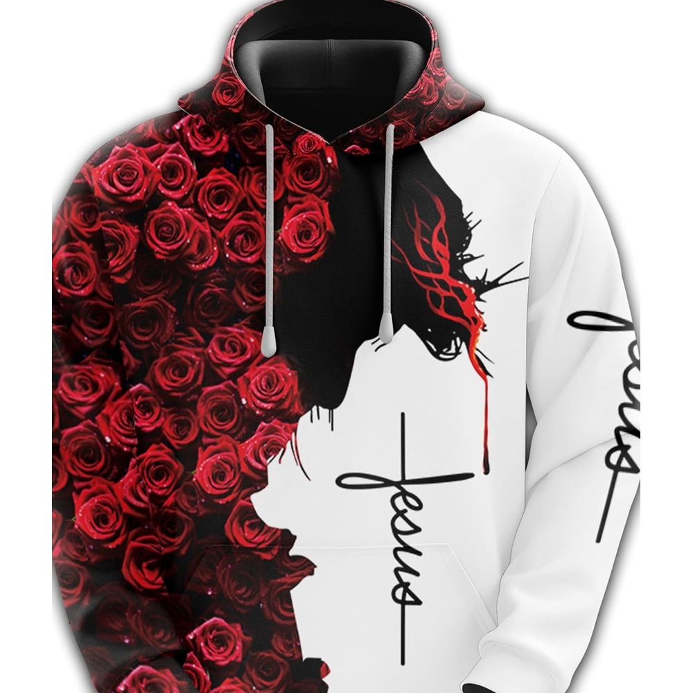 Hoodie for Mens Womens Unisex Hoodie 3D Print Christain Jesus Lovers Pullover Hooded Sweatshirt Hoodies With Big Pockets Make-believe fashion Pullover
