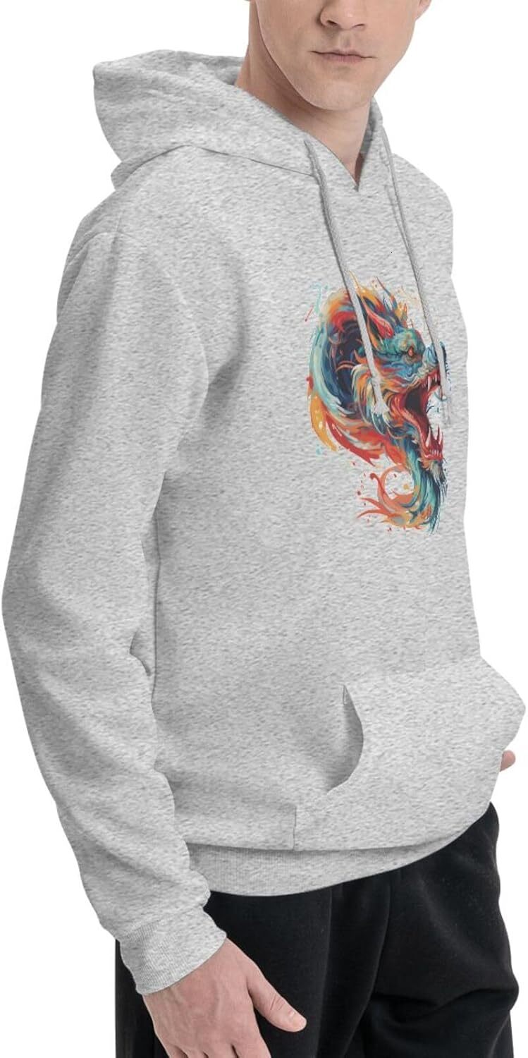 Hoodie for Mens Womens Funny Cartoon Chinese Dragon Print Hoodie for Sweatshirt Clothing Graphic Hoodies sweatshirt Pullover Long Sleeve